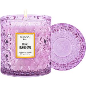 Chloefu LAN Lilac Blossoms Scented Candle, Highly Floral Fragranced Candle, Natural Soy Wax Candle Gift, Candles Gifts for Women, 55 Hours Long Burning, Home Decorative, 8.1 oz