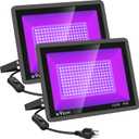 XYCN 2 Pack 100W LED Black Light, Blacklight Flood Light with Plug and Switch, IP66 Waterproof Neon Glow for Party, Halloween, Fluorescent Poster, Body Paint, Aquarium