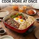 15'' Ceramic Nonstick Electric Skillet with Tempered Vented Glass Lid,Removable Easy-to-Clean,Thermostat Control to Prevent Overheating, Red