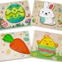Jofan 4 Pack Easter Wooden Puzzles for Kids Toddlers Easter Toys Easter Basket Stuffers Gifts Party Favors