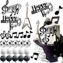 JeVenis Disco Ball Music Cake Topper Guitar Cake Toppers Music Notes Balls Cake Decorations for Musician Birthday Party Rock Theme Party
