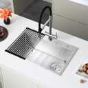ROVATE 27 x 18 Drop-in Kitchen Sink Single Bowl 18G 304 Stainless Steel