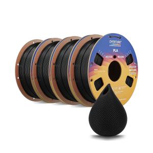 OVERTURE 4KG Bundle PLA Filament 1.75mm, Neatly Wound 3D Printer Filament 4 Pack 1kg Spool (2.2lbs), Dimensional Accuracy +/- 0.02 mm, Fit Most FDM 3D Printers (Black 4-Pack)