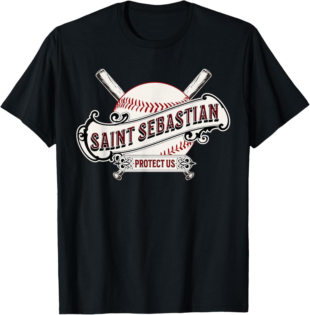 St Sebastian Patron Saint of Baseball Prayer Sports Athletes T-Shirt, Small