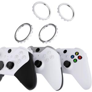 eXtremeRate Replacement Accent Rings for Xbox Elite Series 2 | for Xbox One Elite | for eXtremeRate ASR Version Shell for Xbox Series X/S Controller - Chrome Silver