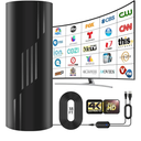 3000+ Miles Range Antenna for Smart TV Indoor/Outdoor,2026 Updated Digital TV Antenna for Local Channels and All Smart/Old TVs-38ft Thick Coax Cable and Amplifier