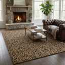 Leopard Print Rug for Living Room 5x7 Cheetah Fluffy Rug Machine Washable Area Rug for Bedroom,Non-Slip Soft Comfy Faux Fur Animal Carpet for Bedroom Living Shaggy Home Decor