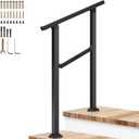 VIVOSUN Outdoor Handrail, 2 Step Stair Handrail, 26" 36" Fits 1 to 2 Steps, Wrought Mattle Iron Handrail for Concrete Steps, Porch Steps, One-Step Assembly, Black