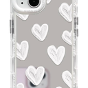 NITITOP Compatible with iPhone 14 Case Cute Glossy Mirror Love Heart Pattern for Women Girls White Frame Design Shockproof Silver Protective Phone Cover - White Heart
