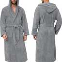 PJGGZ Men's Bathrobes with Hood, Soft Long Towel Robe for Men - Super Absorbent Quick Dry yet Warm, L/XL