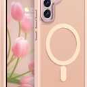Rayboen for Samsung Galaxy S22 Plus case Magnetic, [Compatible with Magsafe] Protective Slim Fit Skin Feel Phone Cover for Samsung S22 Plus 5G with Translucent Hard Back & Soft Edge, Matte Pink