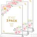 8X10 Sliver Picture Frames Acrylic Sign Holder Double-Sided Acrylic Frame for Menu Holder Wedding Table Number Holder Photo Frames with Removable Dot Stickers -3 Pack