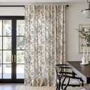 Jinchan Linen Floral Curtains 100 Inch Extra Wide for Patio Sliding Glass Door Room Divider Curtain for Living Room 96 Inch Length Farmhouse Peony Black Printed Curtain Set 1 Panel