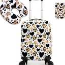 Kid's Luggage Set 2 Piece Suitcase Set Hardside Luggage with Spinner Wheels Girls Carry on Toddler Travel Rolling Suitcase with Neck Pillow Airline Approved (Brown Love)