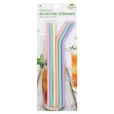 Biosmart 4 Reusable Silicone Straws W/Cleaning Brush, Eco Friendly, 1 Pack