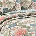 Lush Decor Sydney Reversible Cotton Quilt Set, 3 Piece Set, King/California King, Green & Blue - Cotton Bedding Set - Blue Floral Quilt - Cottage Decor - Bedding King Size