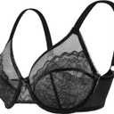 HSIA Minimizer Bras for Women Enchante Full Coverage Underwire Bras Plus Size Lifting Floral Lace Bra for Heavy Breast (Black)