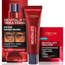 L'Oreal Paris Revitalift Triple Power Eye Bag Instant Eraser, Eye Tightener Treatment to Firm Bags, 0.5 oz + Sample