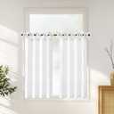 jinchan Tie Top Linen Kitchen Curtains Over Sink 45 Inch Length Tier Curtains Farmhouse Rustic Small Cafe Curtain for Bedroom Living Room Bathroom Half Window Light Filtering Privacy 2 Panels White