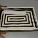 Handicrafts Home Decorative Tray for Coffee Table, Black and White Concentric Ottoman Tray 17 x 11 Inch, Handmade Resin Inlay Centerpiece Tray for Living Room, Modern Serving Tray for Home Decor
