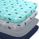 Mini Crib Sheets Set 4 Pack, Mini Portable Crib Sheets (38" X 24")