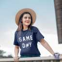 Game Day Tshirt Woman Sunday Funday Shirts Vintage Football Shirt Funny Baseball Graphic Tee Tops (Blue, S)