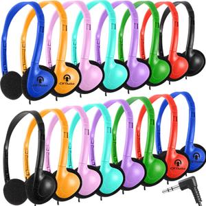 CN-Outlet 100 Pack Classroom Headphones Bulk for Kids School Class Set Headsets for Students Teens Toddler Children and Adults, Wholesale Wired Earphones-Upgrade 10 Mixed Colors