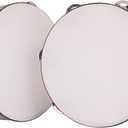 2Pack 8 Inch Double Row Tambourine for Adults Wooden Hand Held Drum Bell Tambourine with Metal Jingles, Percussion Musical Instruments Hand Tambourine for Church, KTV, Party