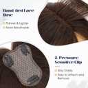 MY-LADY Human Hair Toppers for Women Real Human Hair with Side Bangs Hand-Tied Thin 8 * 11CM Lace Base Light Weight Clip in Remy Hairpieces 10 Inch Dark Brown