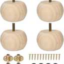 2 Inch Bun Feet for Furniture Unfinished Solid Hardwood Round Ottoman/Couch/Sofa Legs Set of 4 M8 Bolt Predrilled