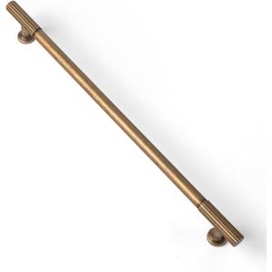 Goo-Ki Vintage Retro Antique Brass Zinc Alloy Cabinet Handles - 10''(256mm) Hole Center Striped Decorations Cabinet Pull Hardware for Bedroom, Kitchen, 6 Pack