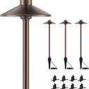 ZONEGRACE 4 Pack Solid Brass Low Voltage Pathway Lights,Outdoor Wired LED Landscape Path Lights,AC/DC 12V Bronze Pathway Lighting for Walkway Garden Yard,UL Listed Cord,Without Replacement Bulbs