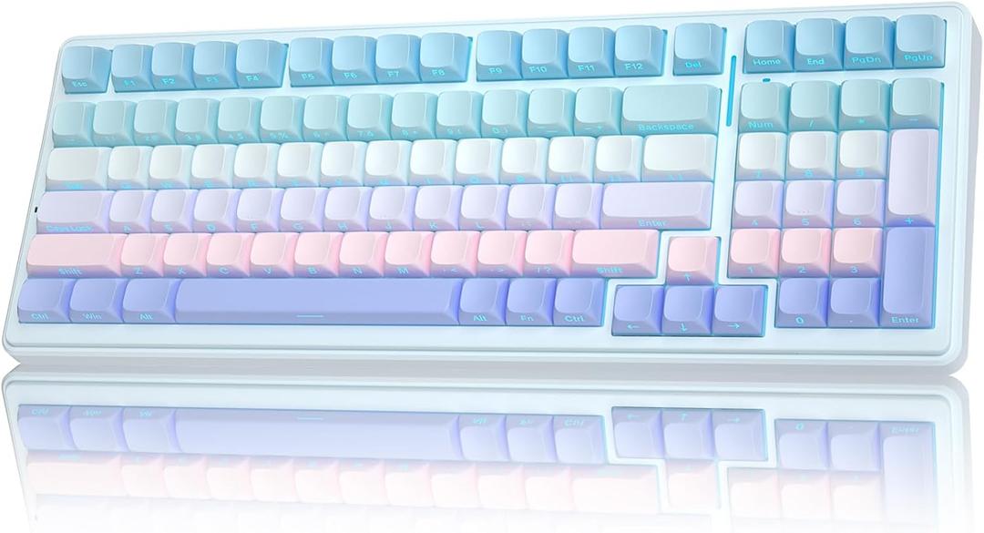 AULA F99 Wireless Mechanical Keyboard,Triple-Mode(BT5.0/2.4GHz/USB-C),Gasket Mounted Creamy Keyboard with Linear Switches, Side Printed PBT Keycaps,RGB Backlit PC Gaming Keyboards for Win/Mac
