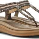 UBFEN Womens Bohemian Flat Sandals With Back Strap Summer Beach Comfortable Bling (6)