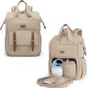 mommore Diaper Bag Backpack, Breast Pump Backpack for Spectra S1,S2 Medela Pumping Backpack for Working Moms with 15.6 inch Laptop Sleeve, Champagne