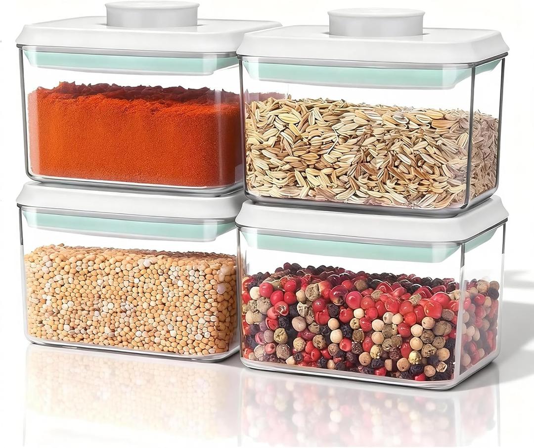Airtight Food Storage Container Pop Containers With Lids, Bpa Free for Spaghetti Cereal Flour Rice Kitchen Organizer (500ml / 0.5qt *4)