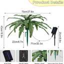 2 Pack Artificial Plants Outdoor with Solar Lights, 27" Large Prelit Boston Ferns with Spike Pathway Light, Realistic Fake Ferns for Yard Patio Garden Walkway Sidewalks Landscape Decor