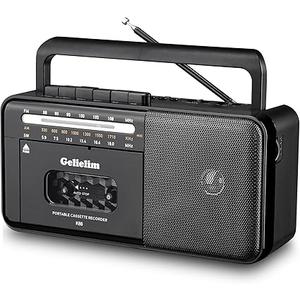Gelielim Cassette Tape Player Bluetooth Boombox, Cassette Player AM/FM/SW Radio Stereo, Tape Player/Recorder with 8W Speaker and Earphone Jack, USB/TF Card Player, AC Powered or Battery Operated