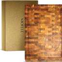 MOELLE Premium Danish Teak Wood Cutting Board Durable End Grain Wooden Cutting Board for Kitchen, Knife-Friendly, Sustainable Gift-Ready Packaging (Large)