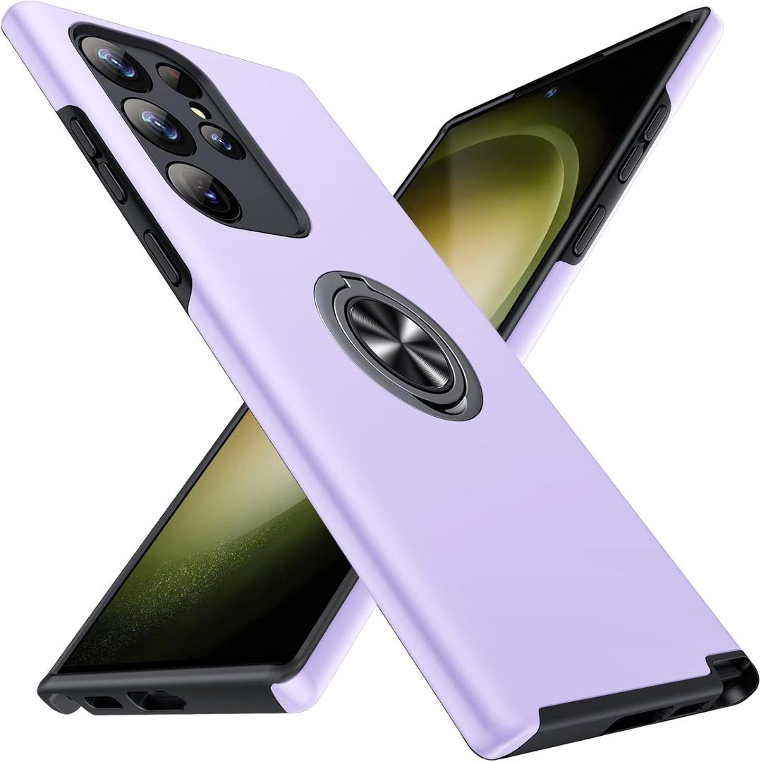 JAME for S23 Ultra Case, Slim Soft Bumper Cover with Ring Holder Kickstand Military-Grade Protection for Samsung S23 Ultra Case, Purple (for Galaxy S23 Ultra)