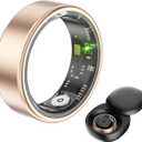 Smart Ring Fitness Tracker, Sleep Tracker, Heart Rate Monitor, Health Ring for Women Men, Remote Control Camera, Scrolling Through Videos, 7-Day Battery Life, No App Subscription (Gold, 10)