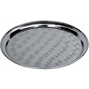 Winco Round Tray with Swirl Pattern, 16-Inch, Stainless Steel