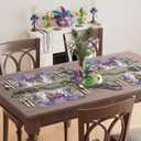 3 x XCHI Mask Cat Iris Fleur De Lis Flowers Mardi Gras Placemats Set of 4 Carnival Table Mats for Masquerade Party Home Kitchen Dining Table Decorations 12x18 Inch