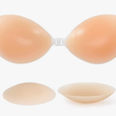 Women's Sticky Self Adhesive Invisible Strapless Reusable Silicone Push Up Backless Bra sticky bra, Medium