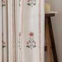 Pinch Pleated Nursery Curtains Luxury Pink Sheer Floral Curtains for Girls Room Bedroom Living Room - 90 Inch Length Modern Farmhouse Floral Printed Drapes with Hooks - 2 Panels Set