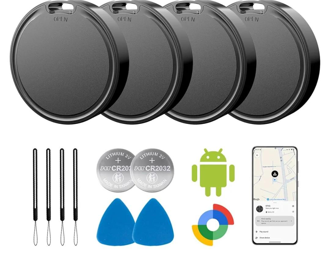 Air Tags for Android,Air Tags-4 Pack Android,Android Tracker Tags,2 Year Battery Life,Google Find Trackers for Google'S Find Hub App,IP65 Waterproof Luggage Tracker Android for Keys,Wallets,Suitcases