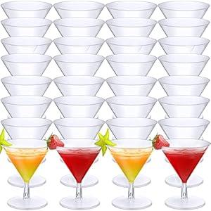 Boao 100 Pcs Plastic Martini Glasses 2 oz Disposable Martini Glasses Bulk Unbreakable Mini Margarita Cups Cocktail Dessert Parfait Cups for Wedding Events Party Bowl Ice Cream (Red)