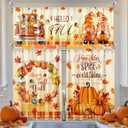Breling 3 Pcs Fall Pumpkin Kitchen Curtains Valances and Tiers Set for Windows Pumpkins Maple Leaf Gnomes Thanksgiving Decor Short Curtain Set for Bedroom Window Treatment Decor Party Favor Supplies