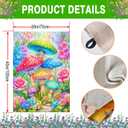 Spring Summer House Flag 28x40 Inch Double Sided Outside Colorful Mushroom Floral Flowers Outdoor Seasonal Holiday Welcome Yard Decoration
