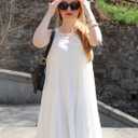 ZESICA Women's 2025 Summer Halter Chiffon Mini Dresses Sleeveless Hollow Out A Line Flowy Ruffle Beach Vacation Sundress (White, XL)